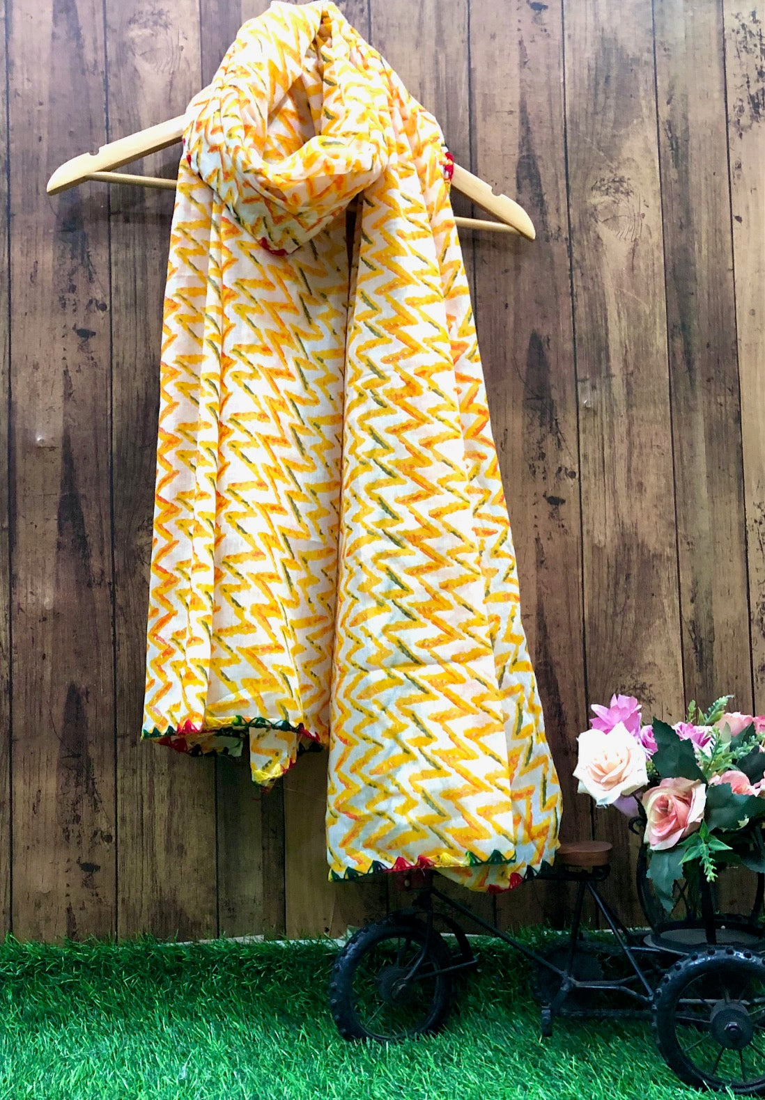 Yellow Jaipuri Print Dupatta ,Indian Cotton Scarf, Drape, Shawl, Veil, Bridesmaids gift, Gift for her, Best gift ideas DP962