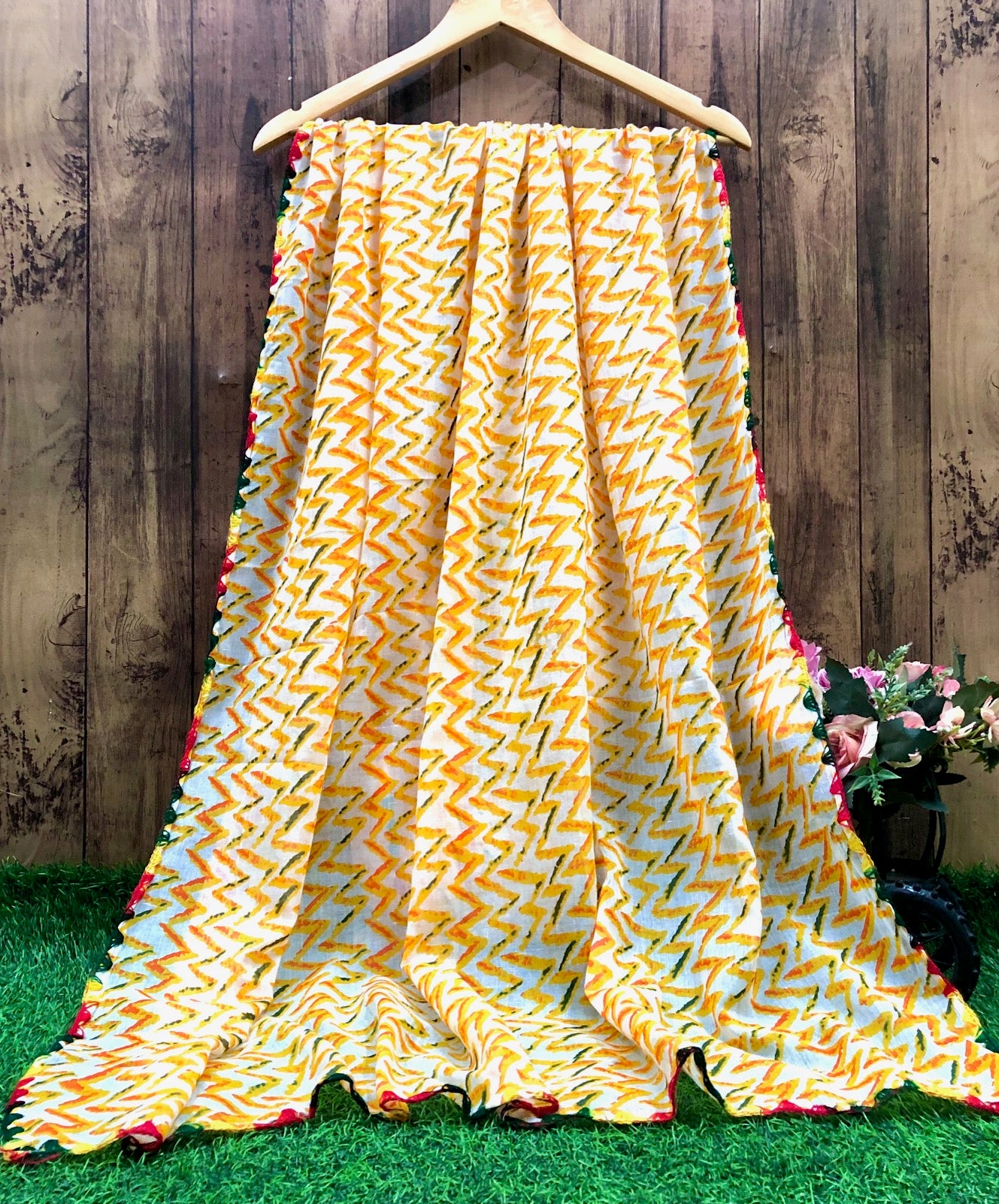 Yellow Jaipuri Print Dupatta ,Indian Cotton Scarf, Drape, Shawl, Veil, Bridesmaids gift, Gift for her, Best gift ideas DP962