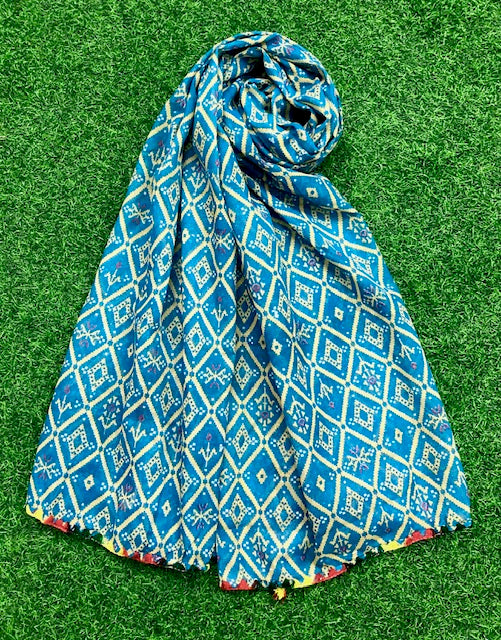 Blue print Dupatta ,Indian Cotton Scarf, Drape, Shawl, Veil, Bridesmaids gift, Gift for her, Best gift ideas DP963