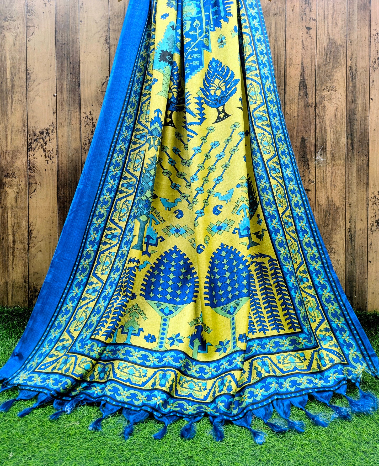 Blue Indian Kalamkari Print Dupatta, Shawl, Veil, Chunari, Salwar suit, Bridal Wear, Saree Drape, DP36