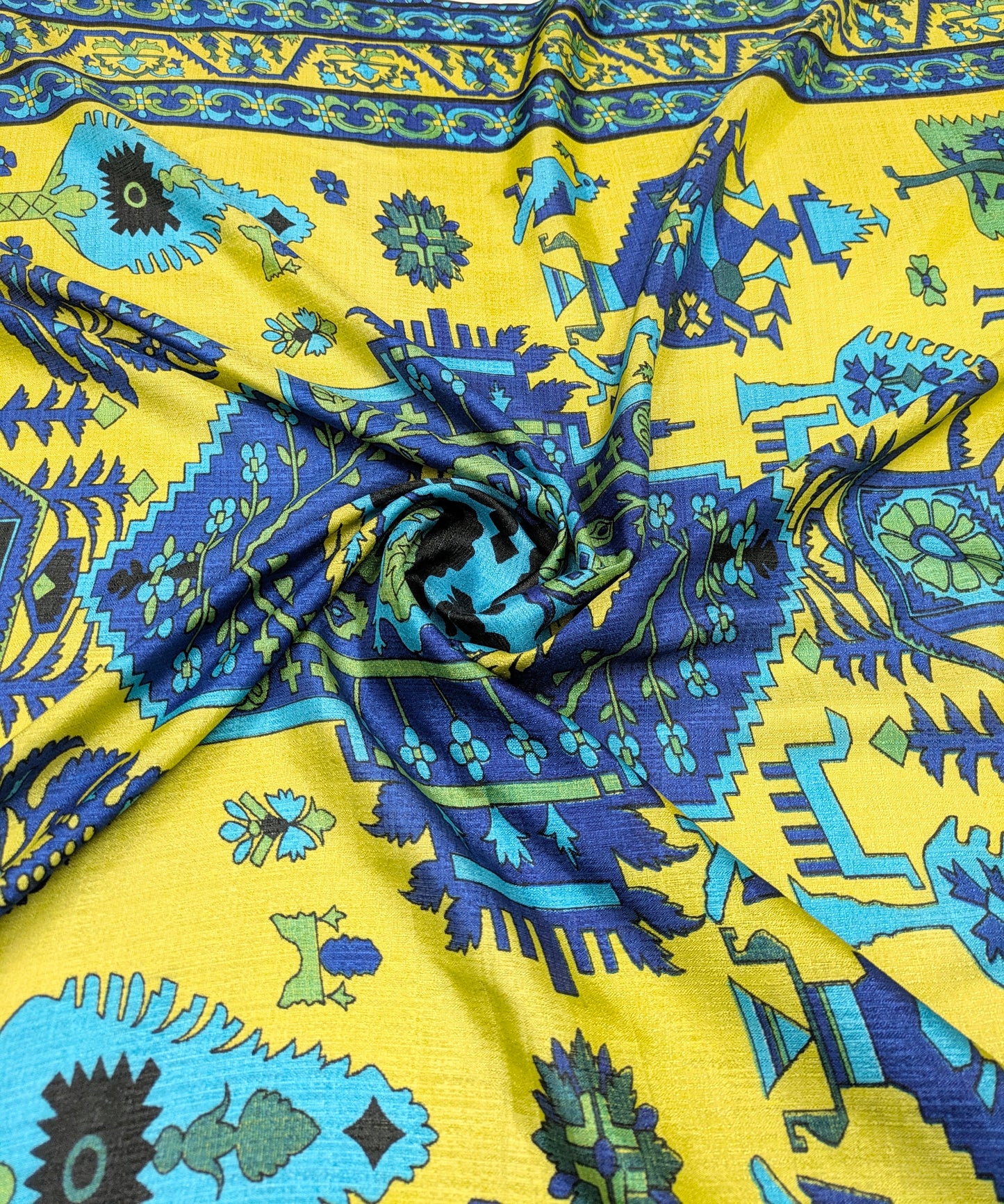 Blue Indian Kalamkari Print Dupatta, Shawl, Veil, Chunari, Salwar suit, Bridal Wear, Saree Drape, DP36