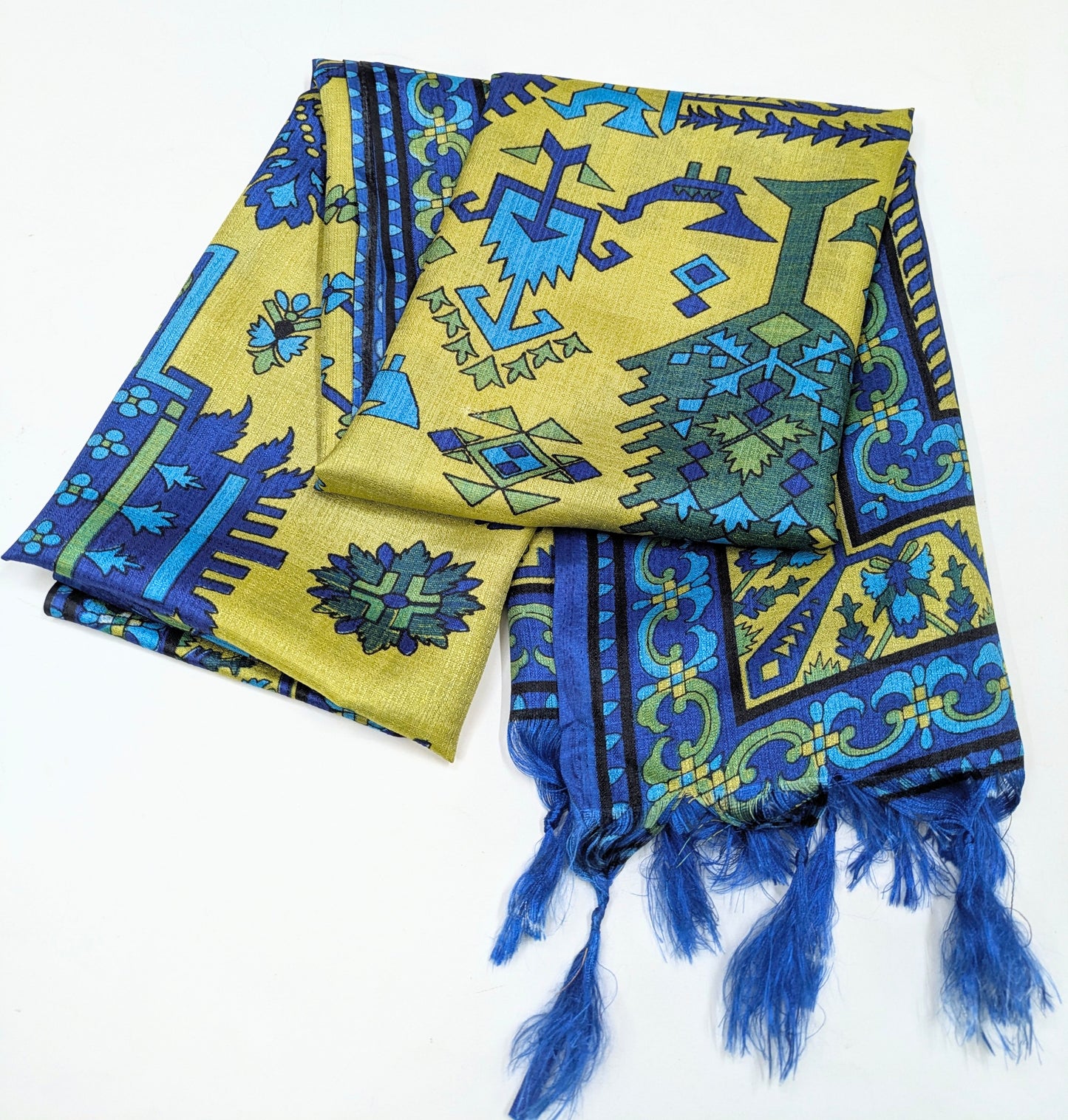 Blue Indian Kalamkari Print Dupatta, Shawl, Veil, Chunari, Salwar suit, Bridal Wear, Saree Drape, DP36