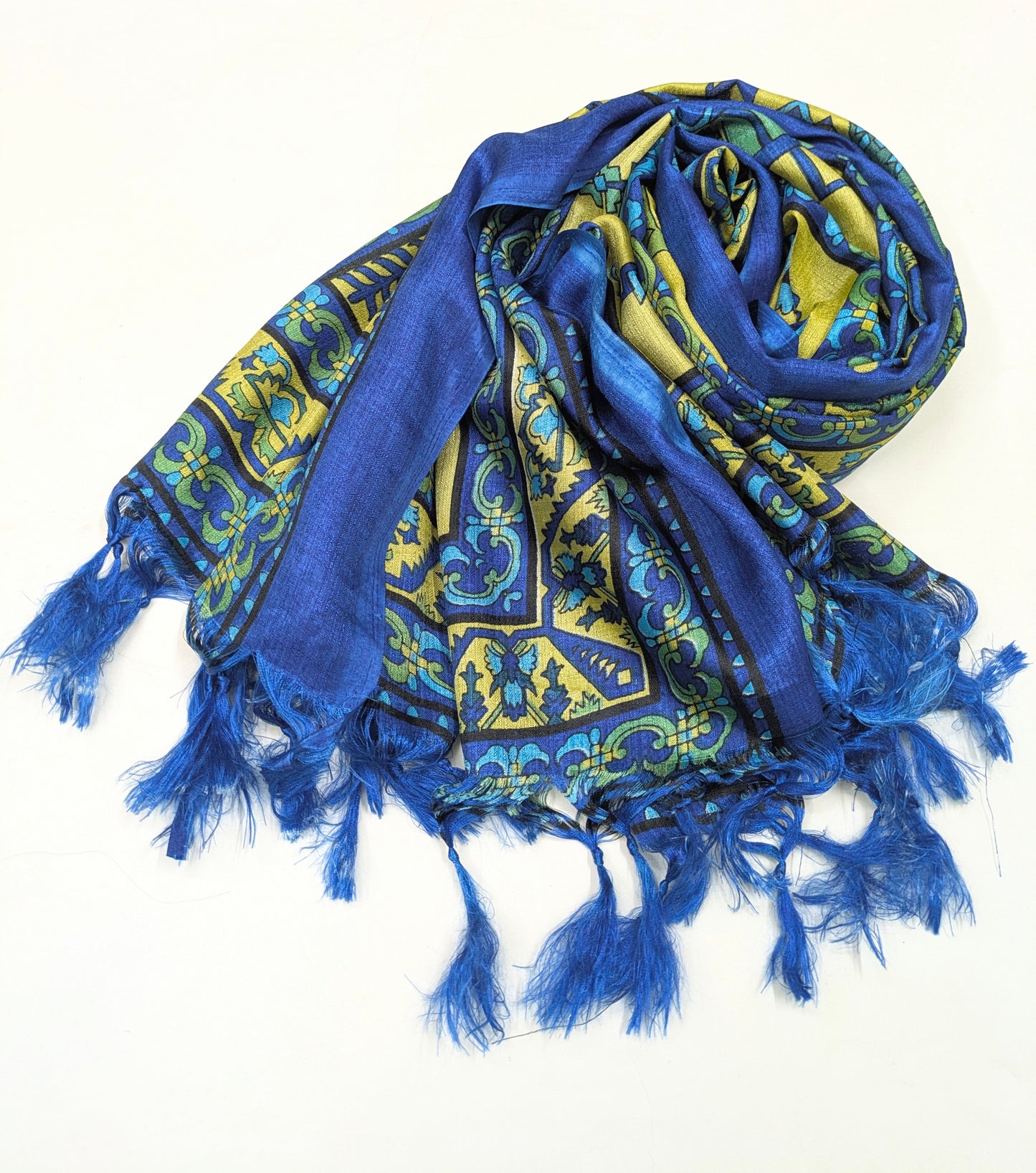Blue Indian Kalamkari Print Dupatta, Shawl, Veil, Chunari, Salwar suit, Bridal Wear, Saree Drape, DP36