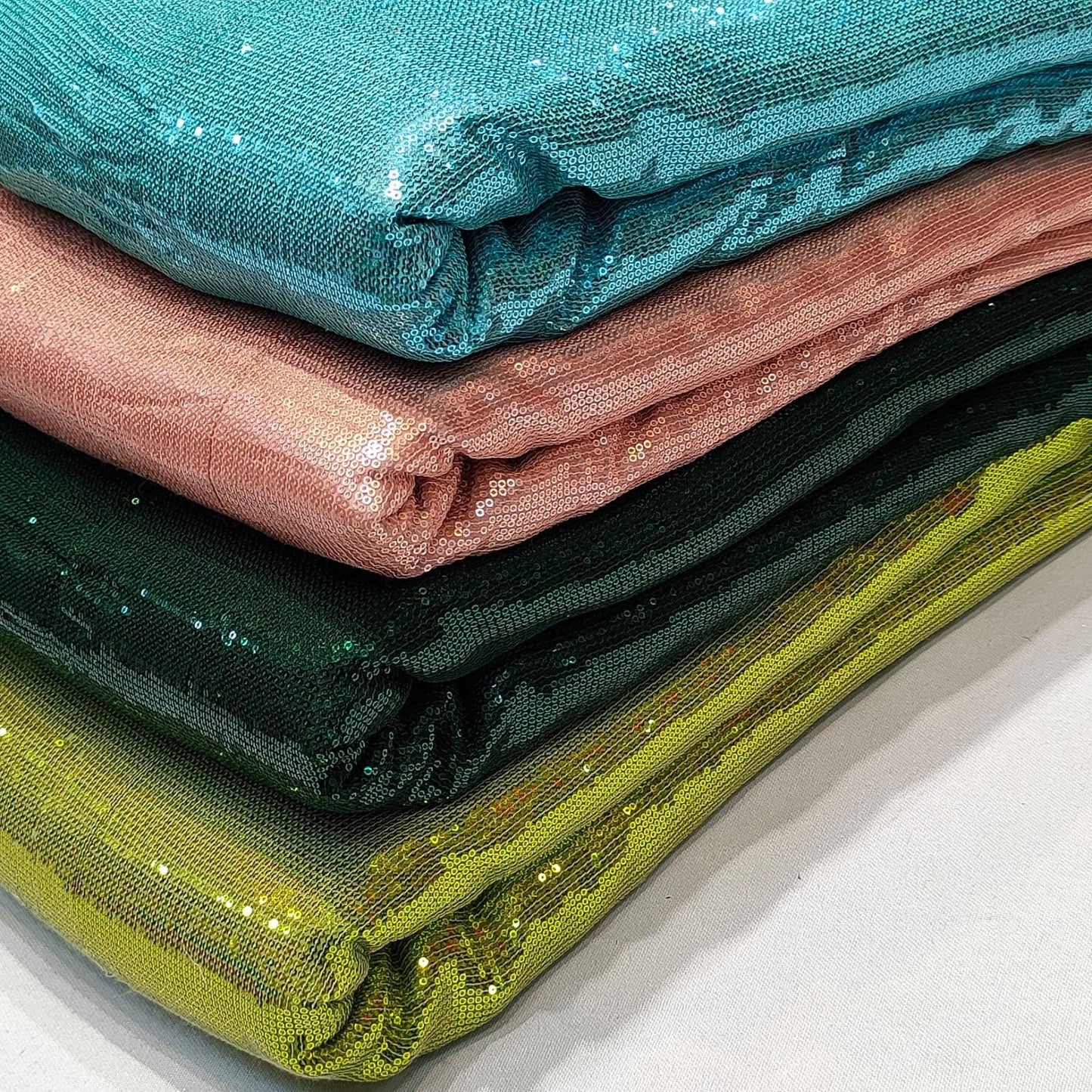 Green Sequin Georgette Fabric,  Sequin Embroidery Fabric, Multiple yardage will come in the Continuous length SQAF853