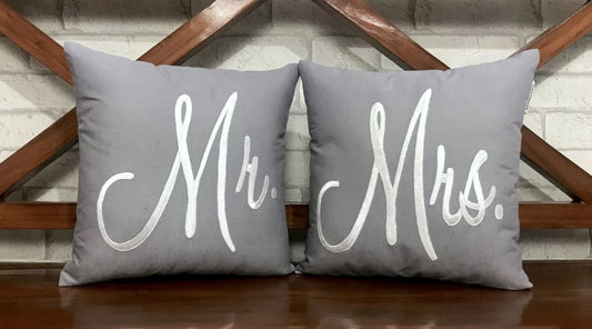 Mr. and Mrs. His and Hers Pillow Set, Wedding Gift for Couple, Anniversary Gift, Wedding Shower Gift, Gift for Bride, Gift for Her.