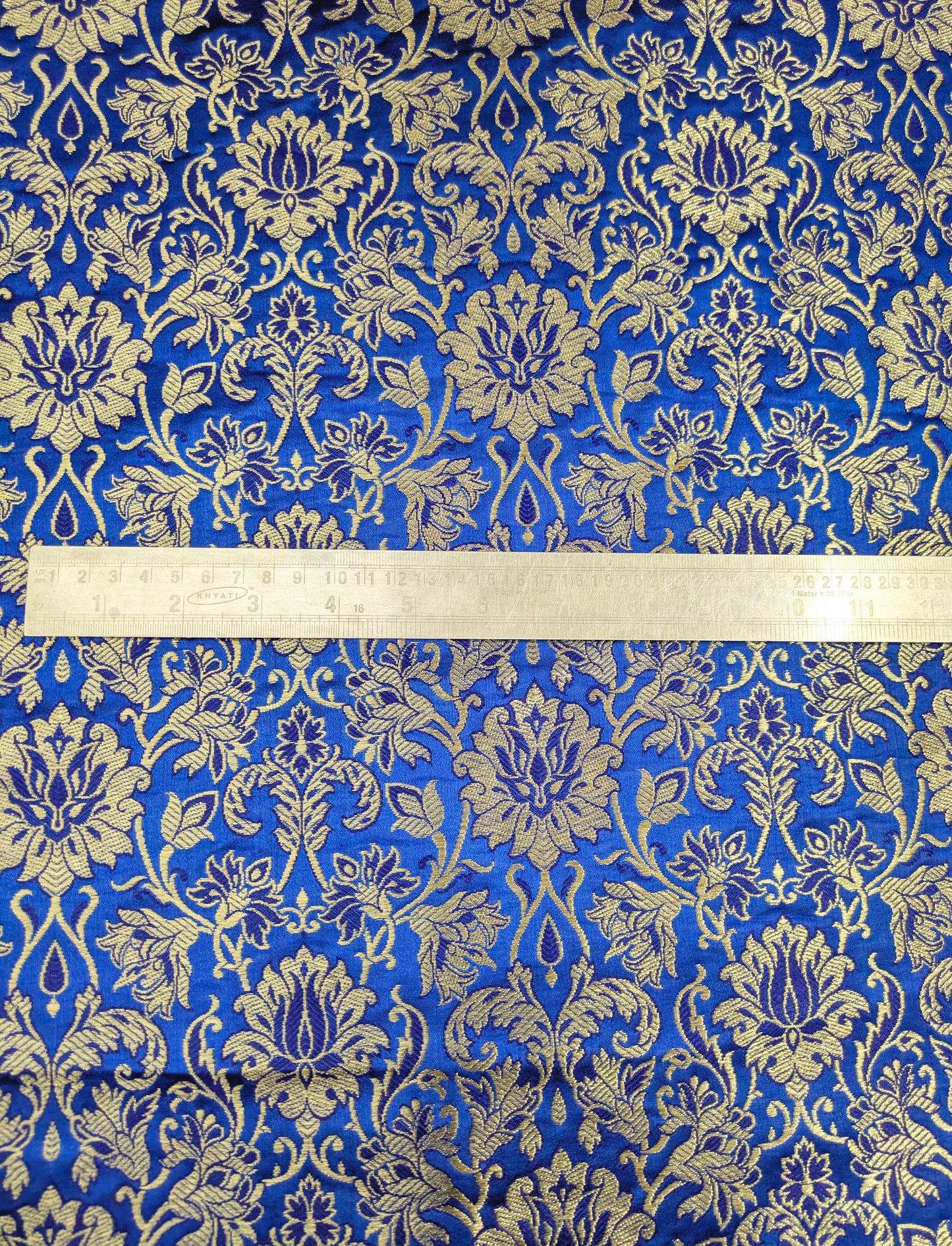 Indian Banarasi Brocade fabric, Royal Blue and Gold Jacquard fabric, Home décor fabric, Rayon silk brocade, Historical fabric, Theatre costume, Party fabric - NFAF04