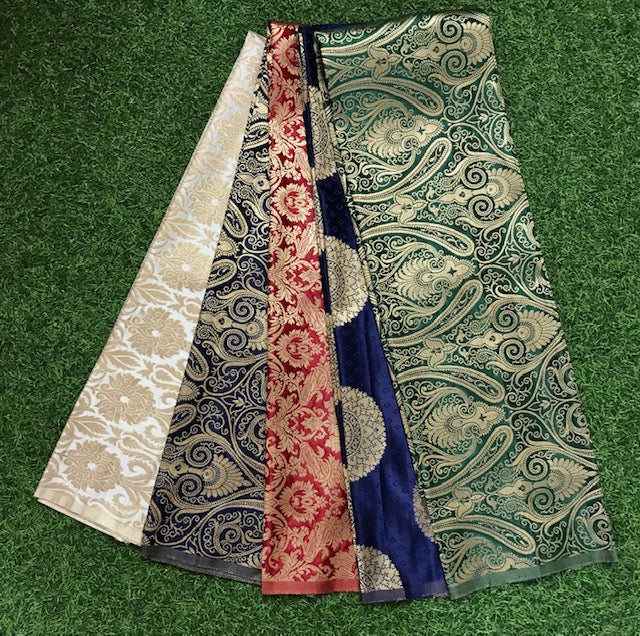 5 pcs Bundle Brocade Fabrics, assorted brocade fabric bundle, Banarasi fabric - NF09