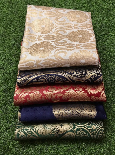 5 pcs Bundle Brocade Fabrics, assorted brocade fabric bundle, Banarasi fabric - NF09