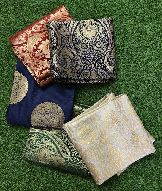 5 pcs Bundle Brocade Fabrics, assorted brocade fabric bundle, Banarasi fabric - NF09