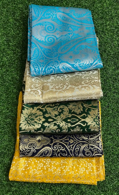 5 pcs Bundle Brocade Fabrics, assorted brocade fabric bundle, Banarasi fabric - NF010