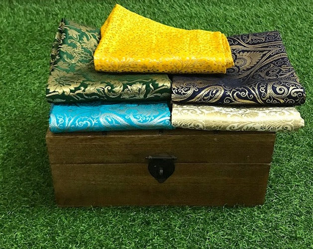 5 pcs Bundle Brocade Fabrics, assorted brocade fabric bundle, Banarasi fabric - NF010