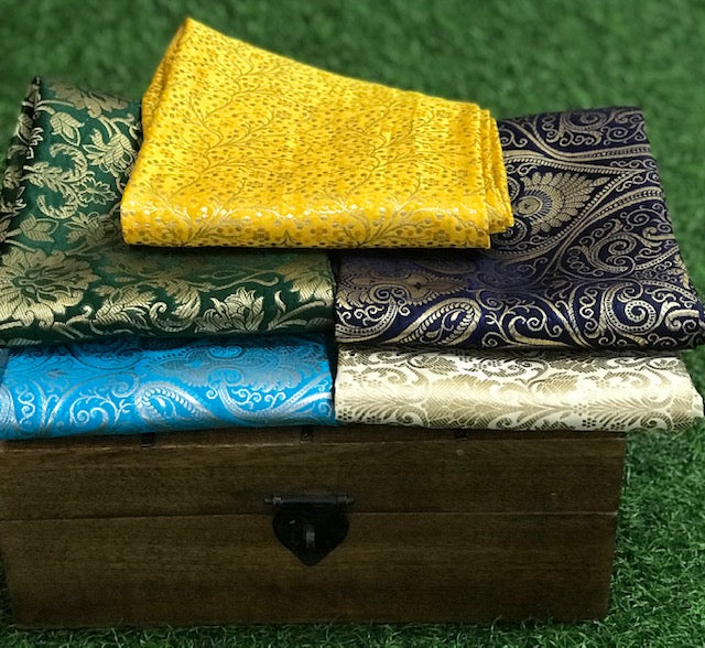 5 pcs Bundle Brocade Fabrics, assorted brocade fabric bundle, Banarasi fabric - NF010