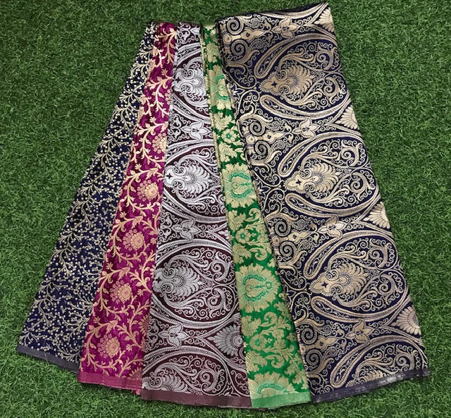 5 pcs Bundle Brocade Fabrics, assorted brocade fabric bundle, Banarasi fabric NF011