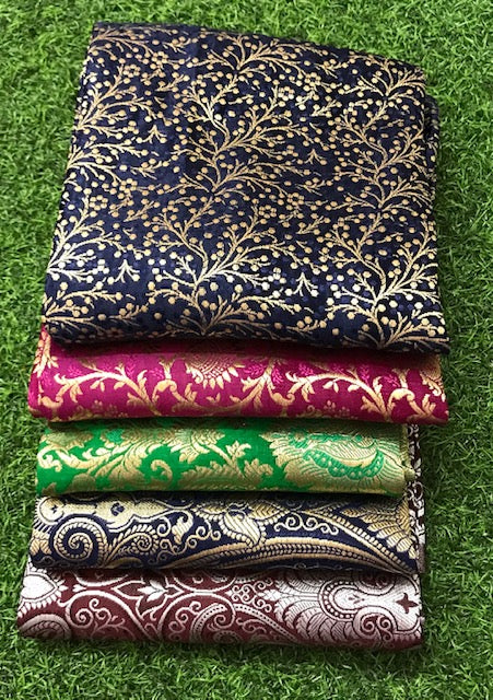 5 pcs Bundle Brocade Fabrics, assorted brocade fabric bundle, Banarasi fabric NF011