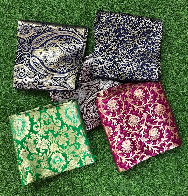 5 pcs Bundle Brocade Fabrics, assorted brocade fabric bundle, Banarasi fabric NF011