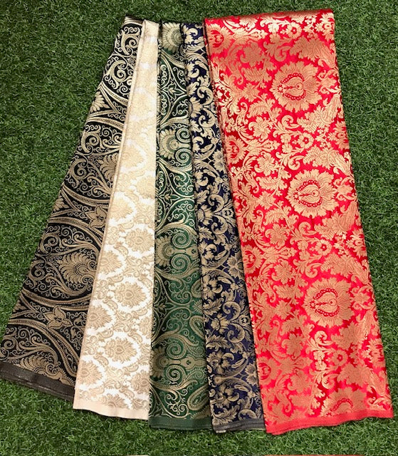 5 pcs Bundle Brocade Fabrics, assorted brocade fabric bundle, Banarasi fabric - NF012