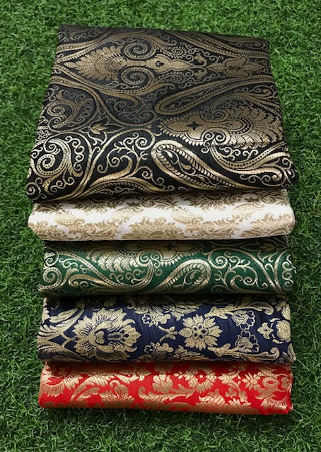 5 pcs Bundle Brocade Fabrics, assorted brocade fabric bundle, Banarasi fabric - NF012