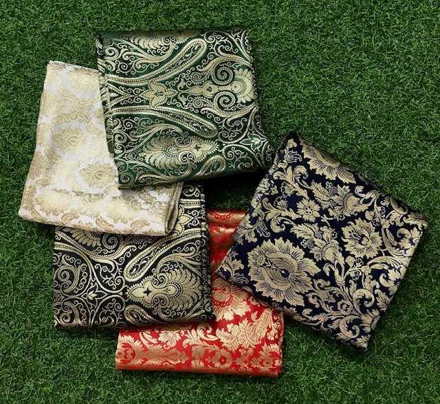 5 pcs Bundle Brocade Fabrics, assorted brocade fabric bundle, Banarasi fabric - NF012