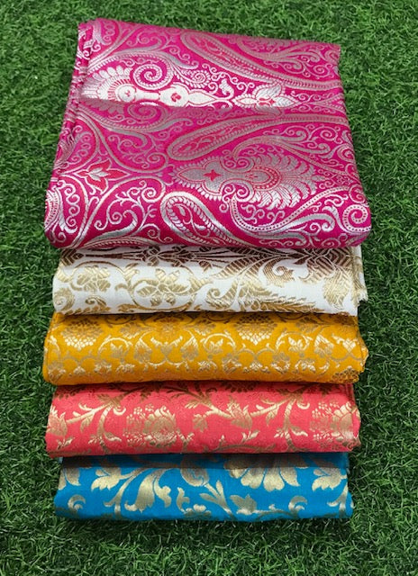 5 pcs Bundle Brocade Fabrics, assorted brocade fabric bundle, Banarasi fabric NF013