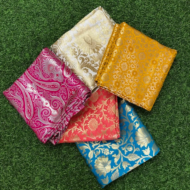 5 pcs Bundle Brocade Fabrics, assorted brocade fabric bundle, Banarasi fabric NF013