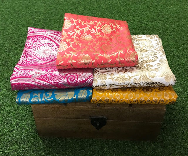 5 pcs Bundle Brocade Fabrics, assorted brocade fabric bundle, Banarasi fabric NF013