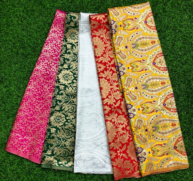 5 pcs Bundle Brocade Fabrics, assorted brocade fabric bundle, Banarasi fabric - NF014