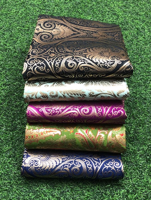 5 pcs Bundle Brocade Fabrics, assorted brocade fabric bundle, Banarasi fabric - Nf016