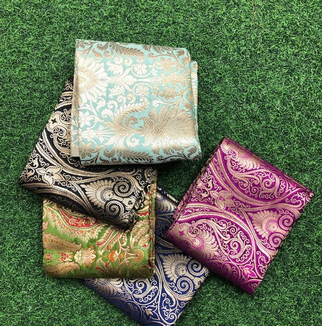 5 pcs Bundle Brocade Fabrics, assorted brocade fabric bundle, Banarasi fabric - Nf016