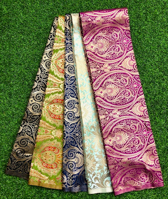 5 pcs Bundle Brocade Fabrics, assorted brocade fabric bundle, Banarasi fabric - Nf016