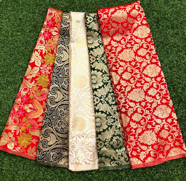 5 pcs Bundle Brocade Fabrics, assorted brocade fabric bundle, Banarasi fabric - NF03