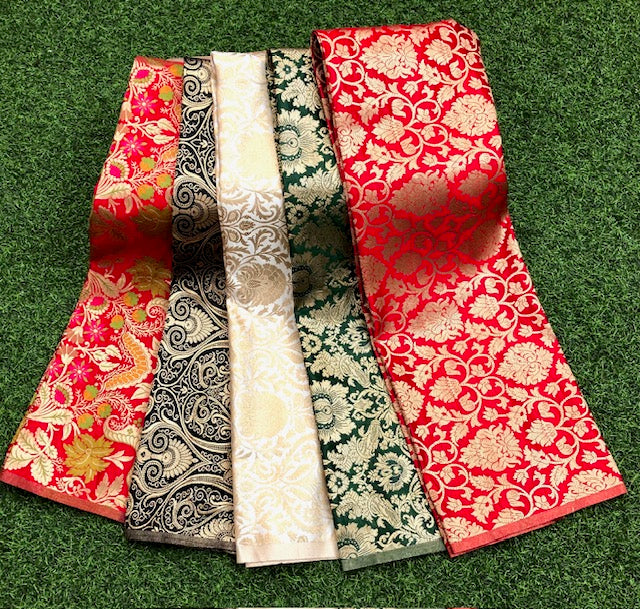 5 pcs Bundle Brocade Fabrics, assorted brocade fabric bundle, Banarasi fabric - NF03