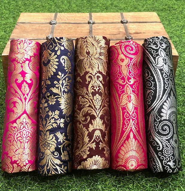 5 pcs Bundle Brocade Fabrics, assorted brocade fabric bundle, Banarasi fabric - NF04