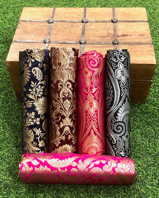 5 pcs Bundle Brocade Fabrics, assorted brocade fabric bundle, Banarasi fabric - NF04