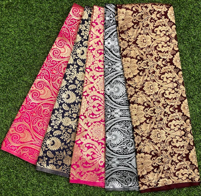 5 pcs Bundle Brocade Fabrics, assorted brocade fabric bundle, Banarasi fabric - NF04