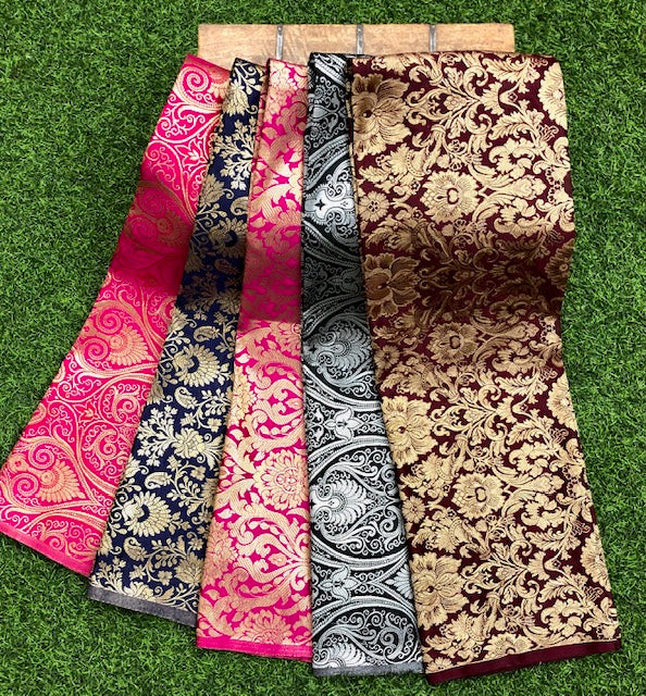 5 pcs Bundle Brocade Fabrics, assorted brocade fabric bundle, Banarasi fabric - NF04