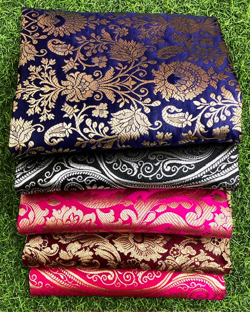 5 pcs Bundle Brocade Fabrics, assorted brocade fabric bundle, Banarasi fabric - NF04