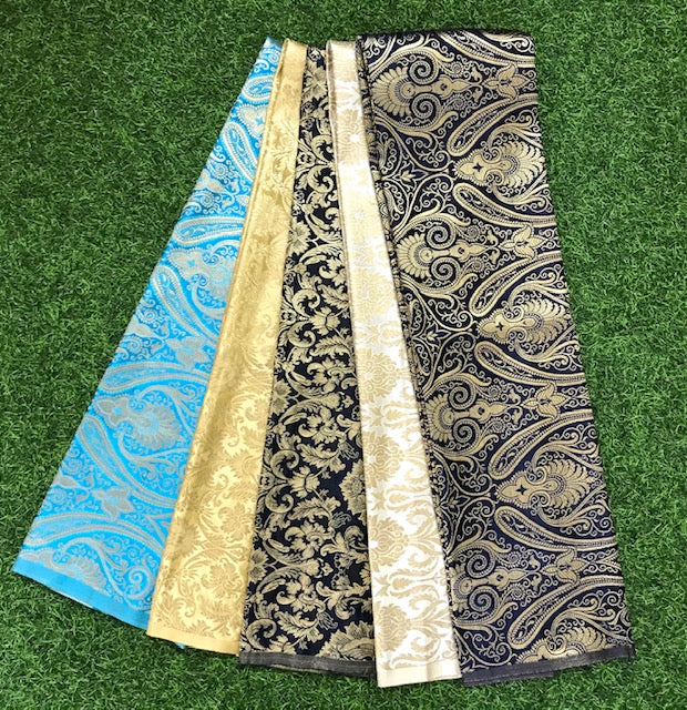 5 pcs Bundle Brocade Fabrics, assorted brocade fabric bundle, Banarasi fabric - NF07