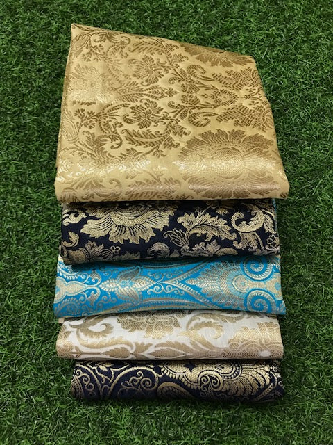 5 pcs Bundle Brocade Fabrics, assorted brocade fabric bundle, Banarasi fabric - NF07