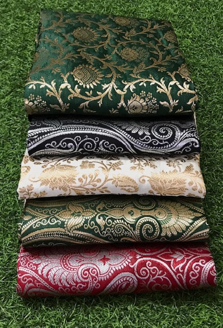 5 pcs Bundle Brocade Fabrics, assorted brocade fabric bundle, Banarasi fabric - NF08