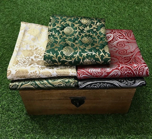 5 pcs Bundle Brocade Fabrics, assorted brocade fabric bundle, Banarasi fabric - NF08