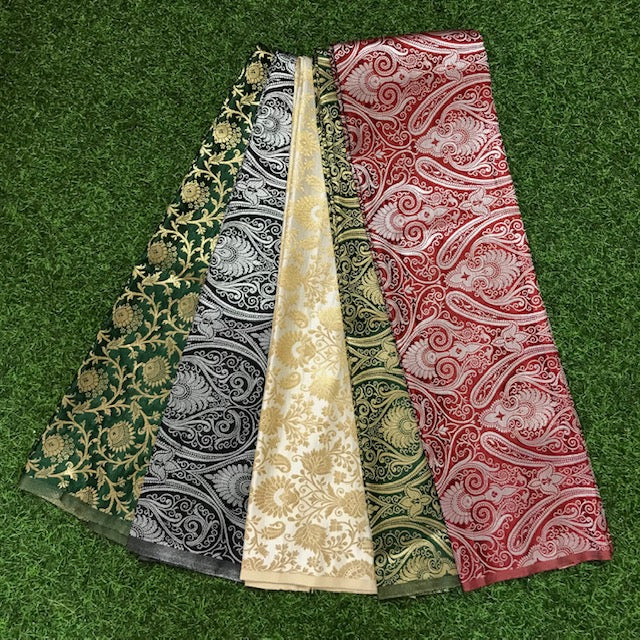 5 pcs Bundle Brocade Fabrics, assorted brocade fabric bundle, Banarasi fabric - NF08