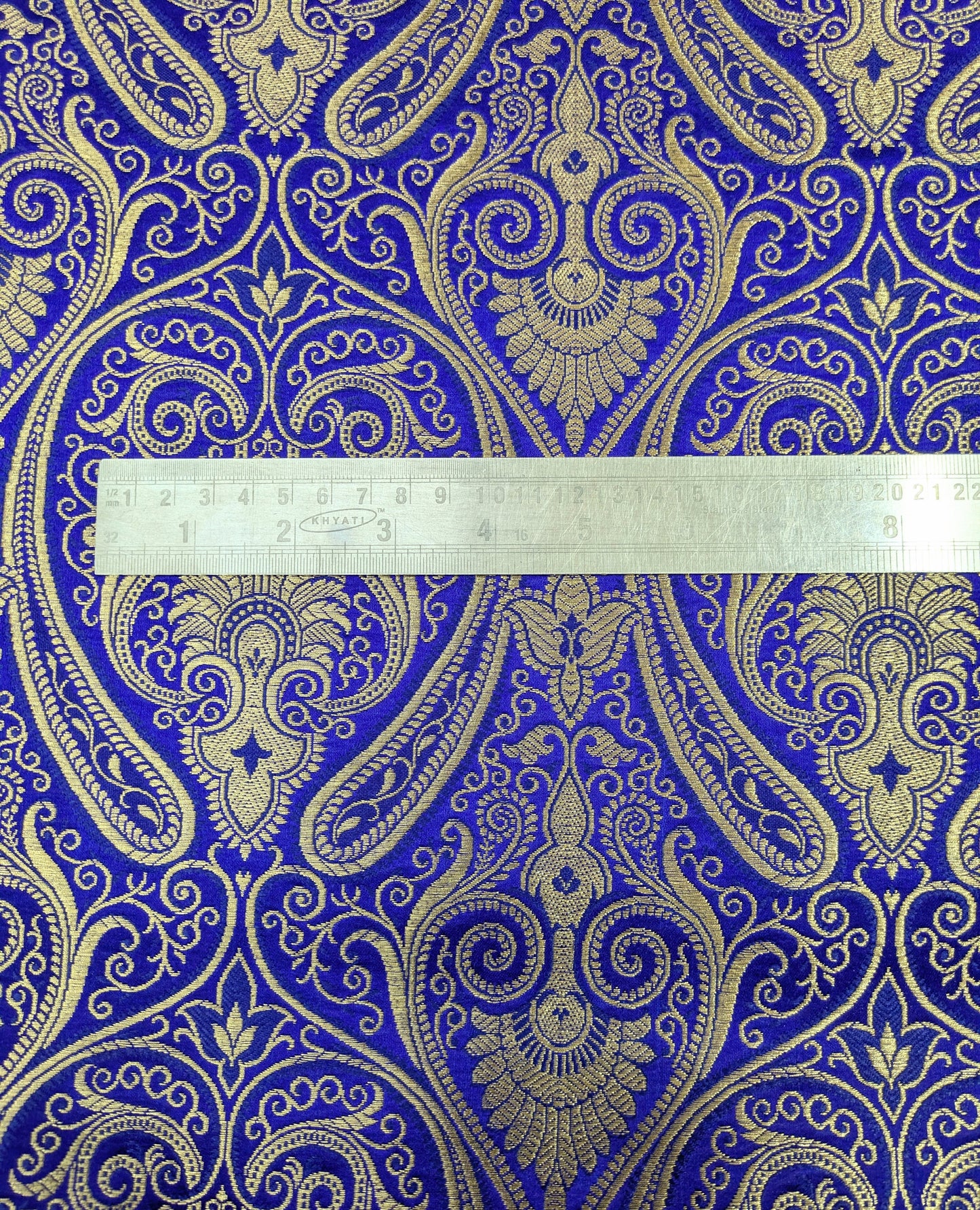 Brocade fabric by the yard Jacquard damask Blue Gold Brocade fabric Wedding dress Bridal Brocade Fabric Luxury Decor Upholstery brocade NFAF53