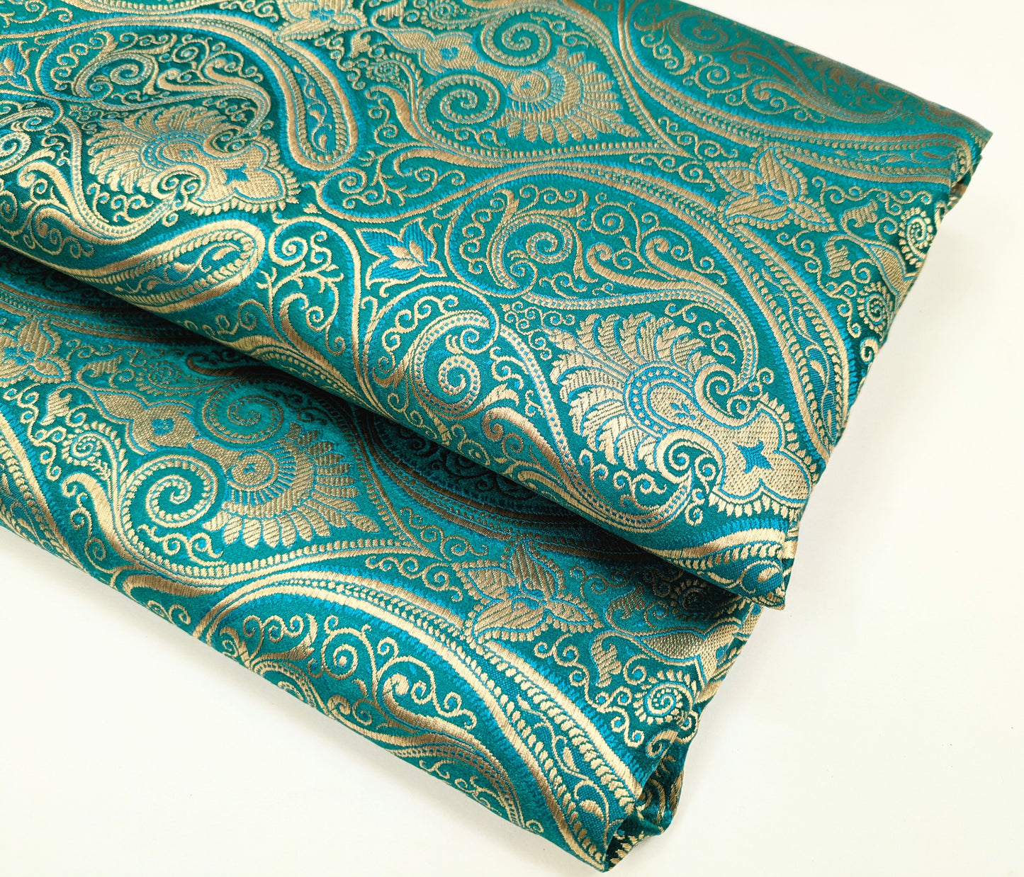 Brocade fabric by the yard Jacquard damask Green Gold Brocade fabric Wedding dress Bridal Brocade Fabric Luxury Decor Upholstery brocade NFAF52