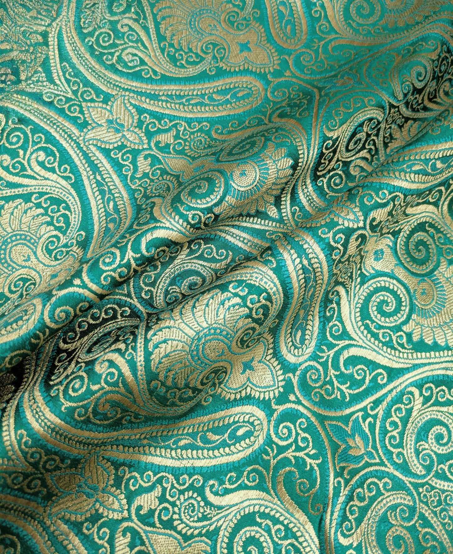 Brocade fabric by the yard Jacquard damask Green Gold Brocade fabric Wedding dress Bridal Brocade Fabric Luxury Decor Upholstery brocade NFAF52