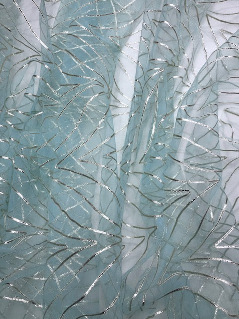 Aqua Gota patti , Mesh, Net, Tulle Indian Fabric, Bridal Wedding Dress Fabric, Multiple lengths will come in the continuous piece - NF1028