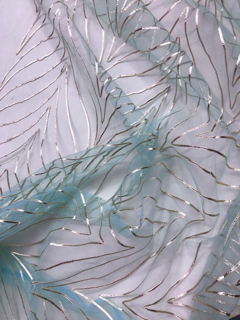 Aqua Gota patti , Mesh, Net, Tulle Indian Fabric, Bridal Wedding Dress Fabric, Multiple lengths will come in the continuous piece - NF1028