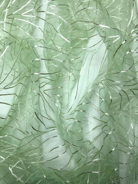 Lime Net Tulle Gota patti Indian Fabric  Bridal Wedding Fabric, Multiple lengths will come in the continuous piece  - NF1029