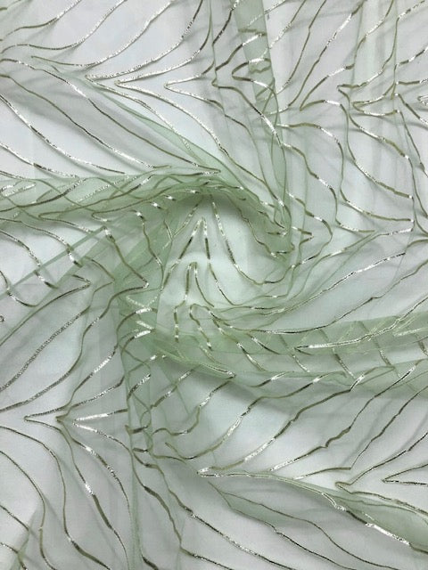 Lime Net Tulle Gota patti Indian Fabric  Bridal Wedding Fabric, Multiple lengths will come in the continuous piece  - NF1029