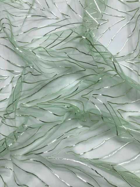 Lime Net Tulle Gota patti Indian Fabric  Bridal Wedding Fabric, Multiple lengths will come in the continuous piece  - NF1029