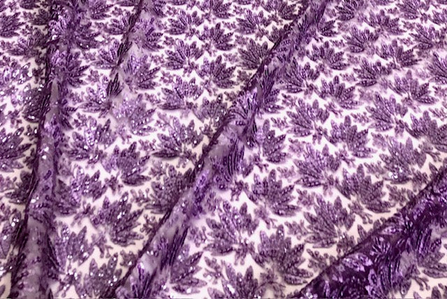 Lavender Embroidered Net, Tulle Fabric, Bridal Wedding Fabric, Mesh Fabric, Multiple lengths will come in the continuous piece - NF1065